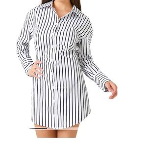 Forever 21 Women’s Striped Poplin Button Up Mini Dress in Size Small